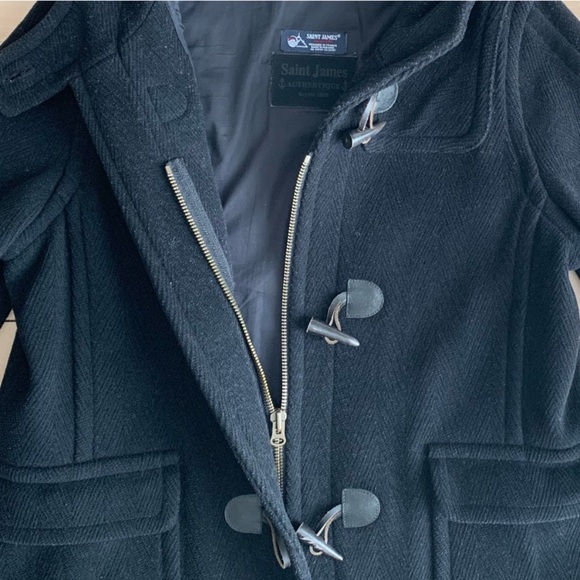 SAINT-JAMES - Wool Duffle Coat with Hood | Classic Toggle Closure - Picture 5 of 16